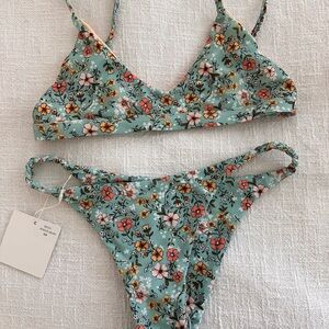 Floral Bikini Set in Green by Kulani Kinis
